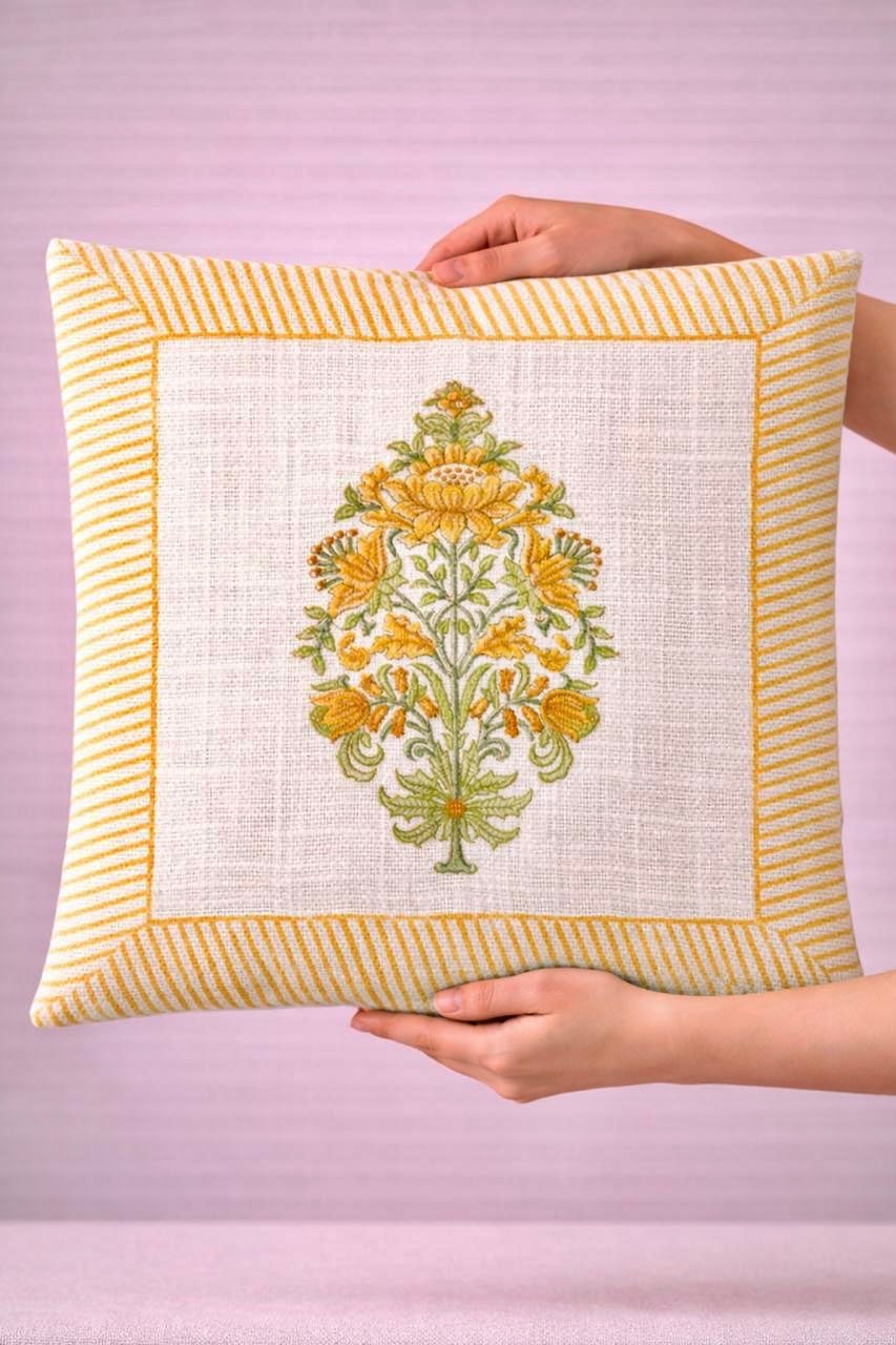 Pure tnt jute textured cotton cushion covers 16x16 inches (set of 5)