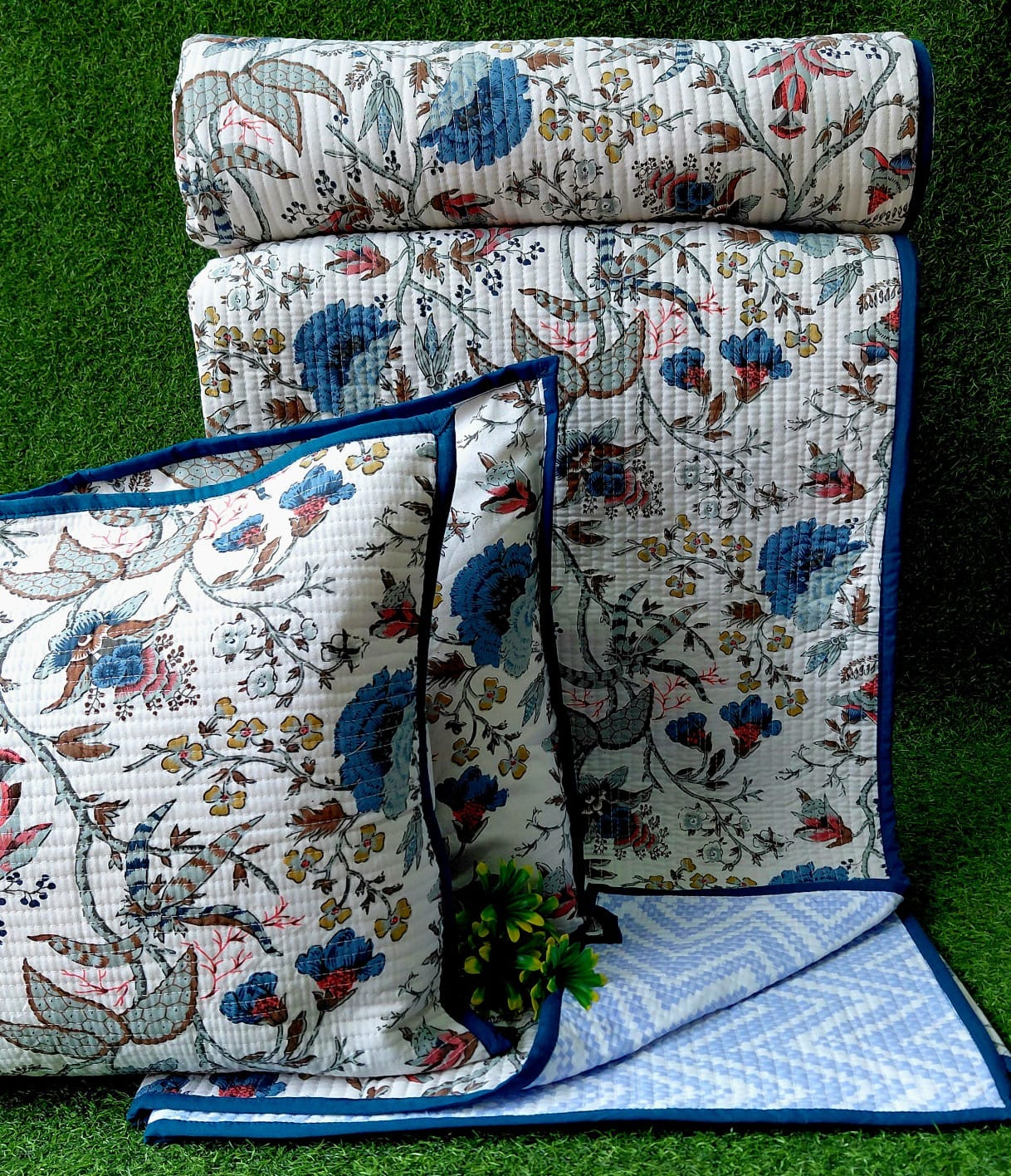 Pure cotton quilted bedcovers with two quilted pillow covers (90x108 inches)