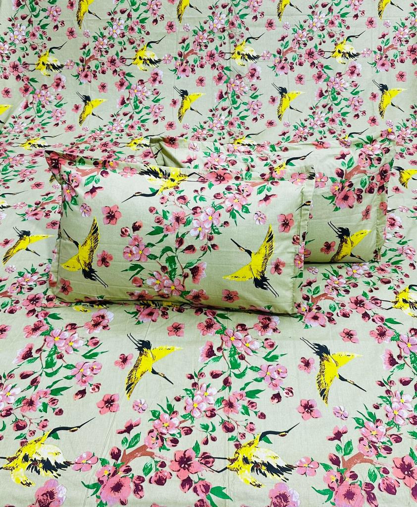 Pure cotton bedsheets double bedsheets with two pillow covers 100x108 inches