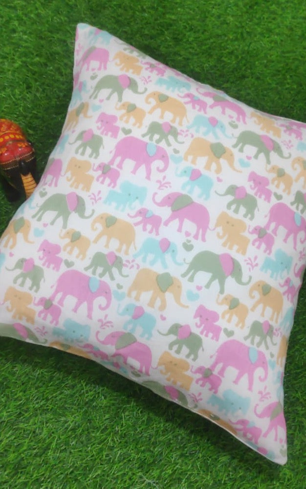 Pure cotton handblock printed cushion cover - single piece (16x16 inches)