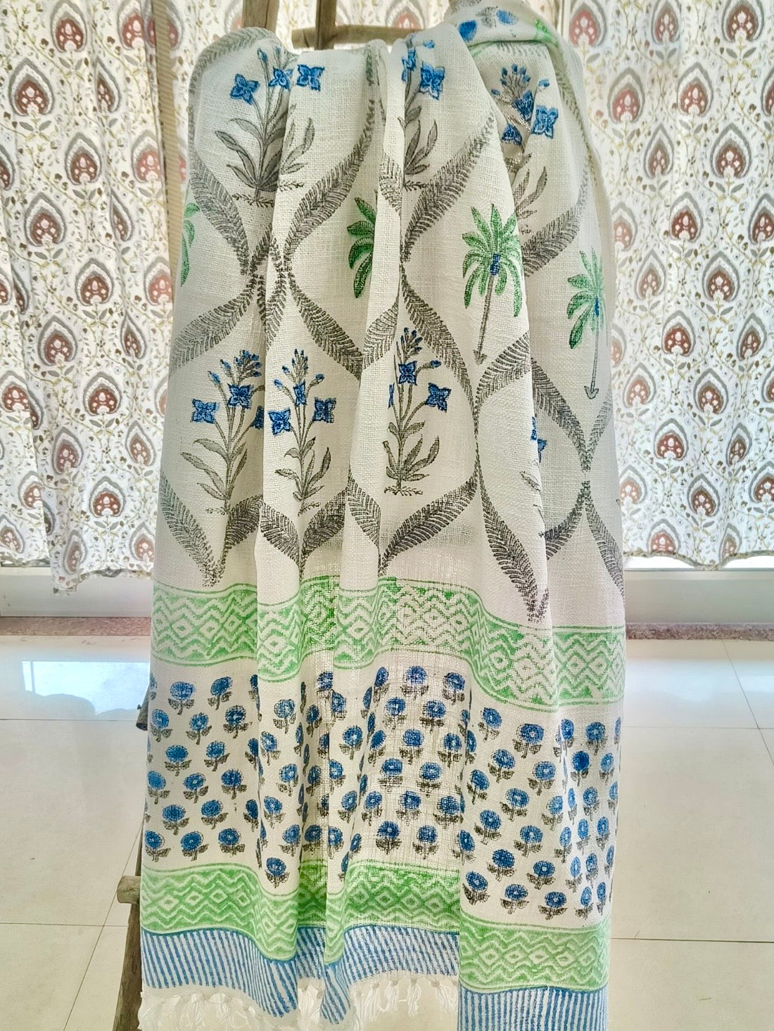 Pure cotton TNT slub hand-block printed sofa throws (50x72 inches)