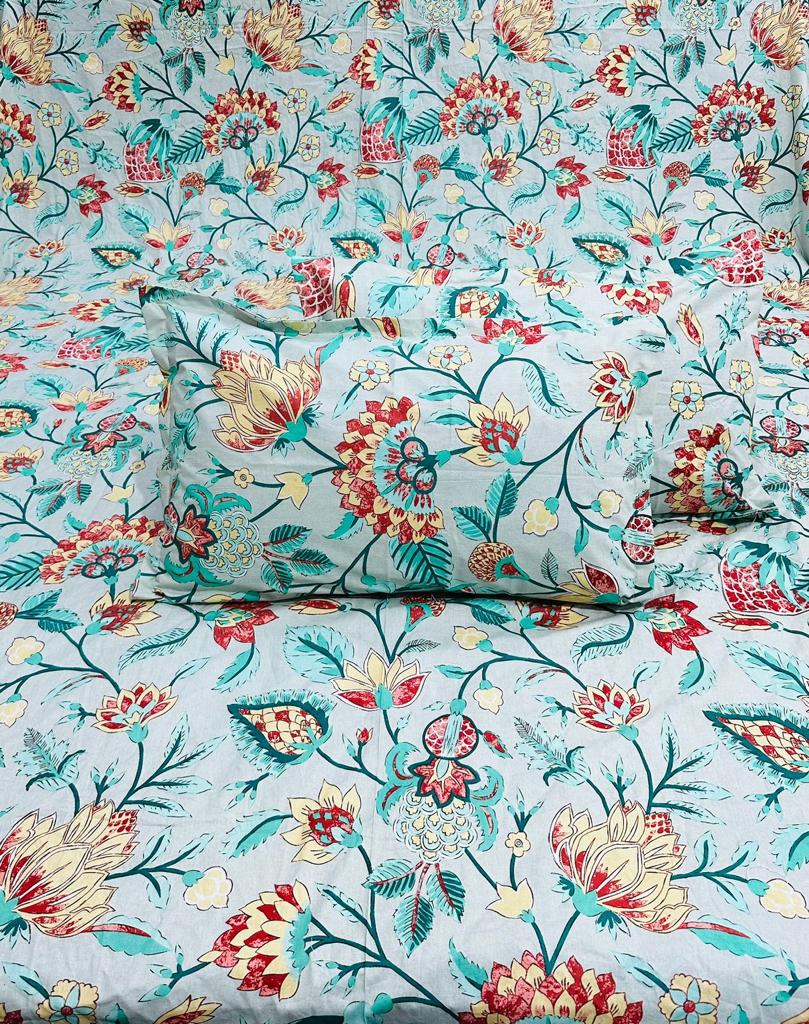 Pure cotton bedsheets double bedsheets with two pillow covers 100x108 inches