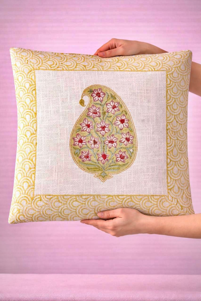 Pure tnt jute textured cotton cushion covers 16x16 inches (set of 5)