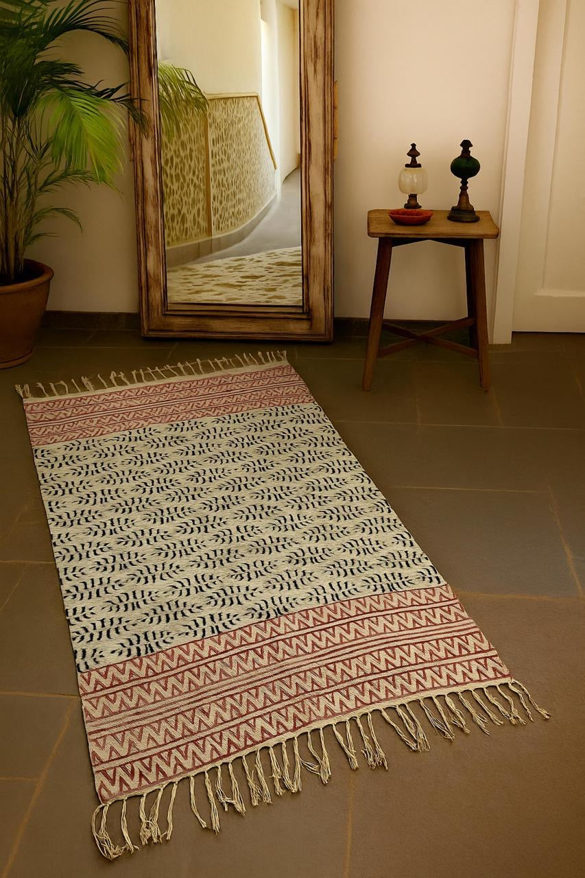 Handmade hand-block printed rugs (3x5 feet)