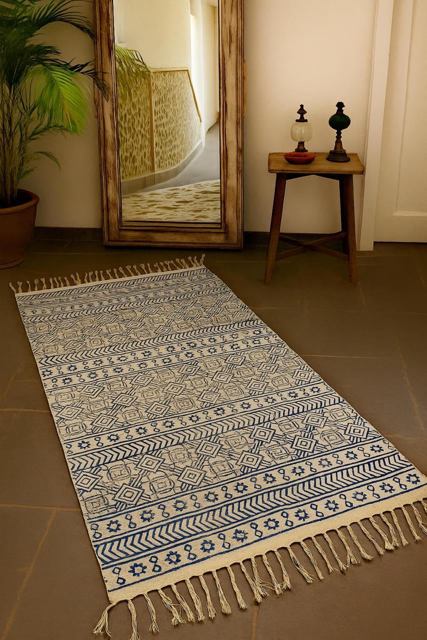 Handmade hand-block printed rugs (3x5 feet)