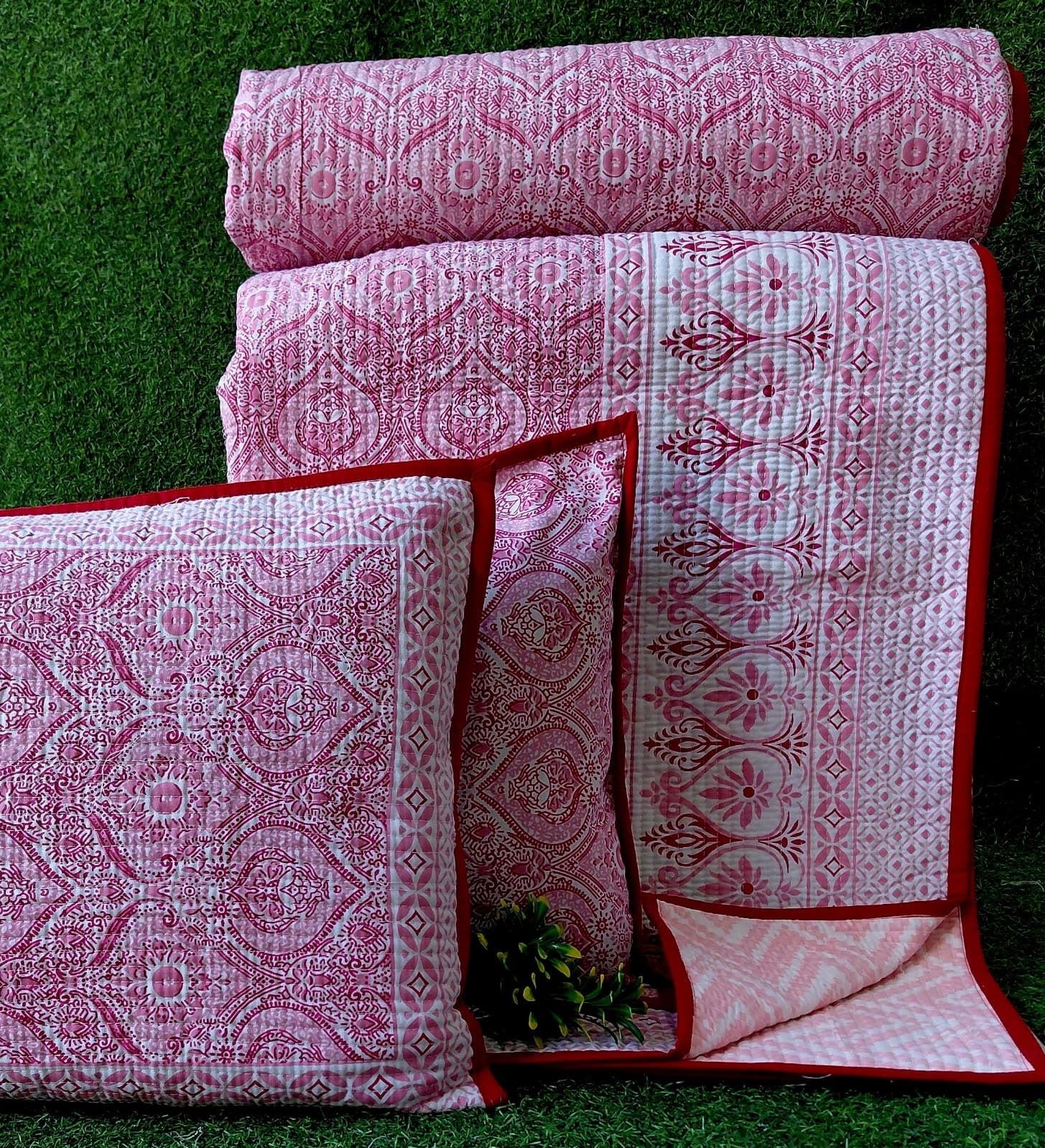 Pure cotton quilted bedcovers with two quilted pillow covers (90x108 inches)
