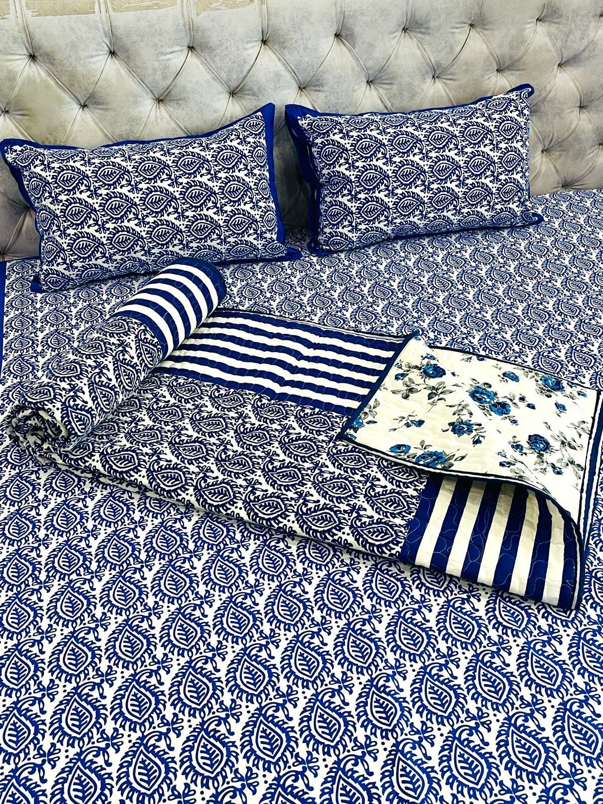 Pure cotton 4 piece bedding set for queen/king size beds offer
