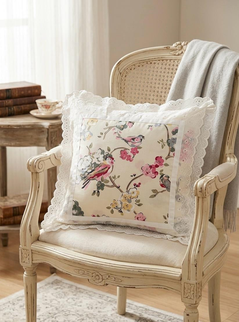 Pure cotton laced cushion covers - set of 2