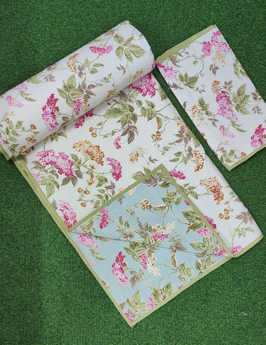 Pure cotton quilted bedcovers with two quilted pillow covers (90x108 inches)