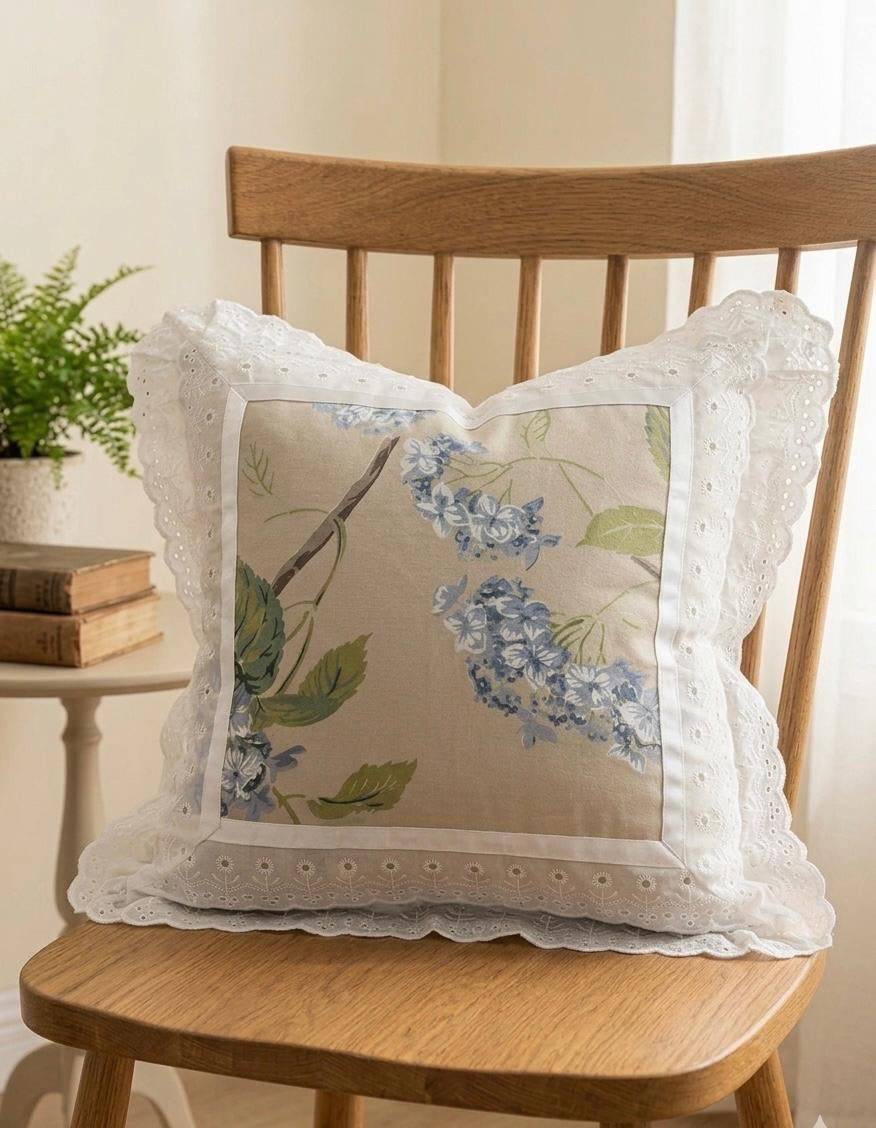Pure cotton laced cushion covers - set of 2