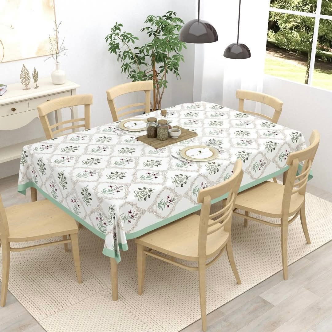 Pure cotton hand-block printed table covers for 4 and 6 seater dining tables (60x90 inches)