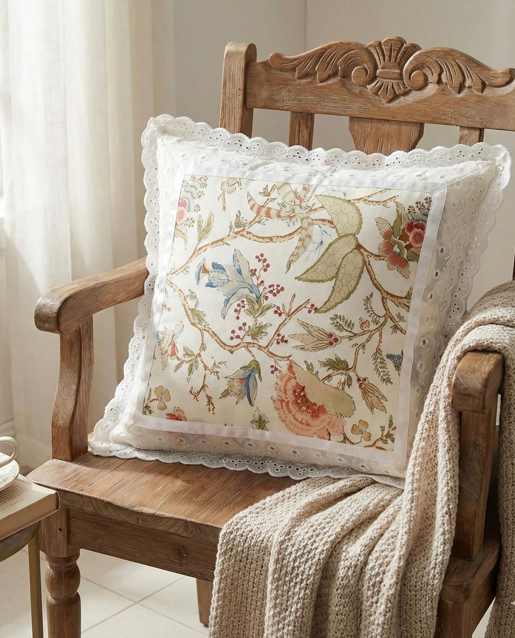 Pure cotton laced cushion covers - set of 2
