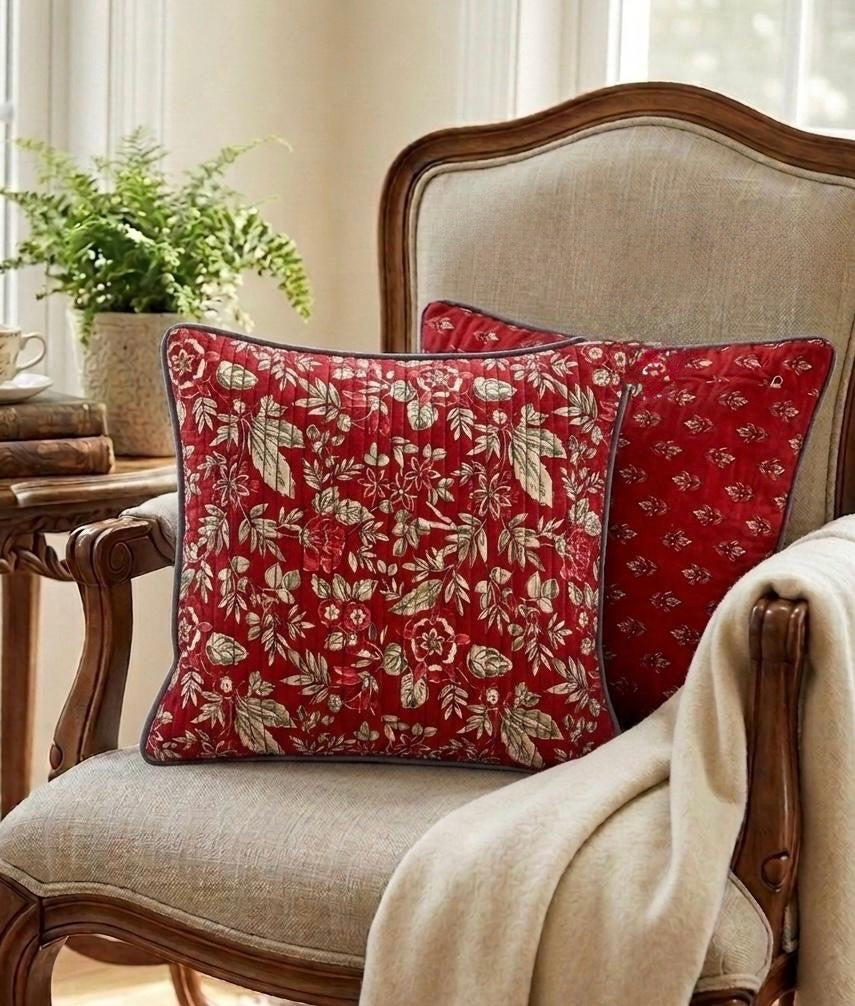 Pure cotton quilted Ajrakh cushion covers 16x16 inches (Set of 5)