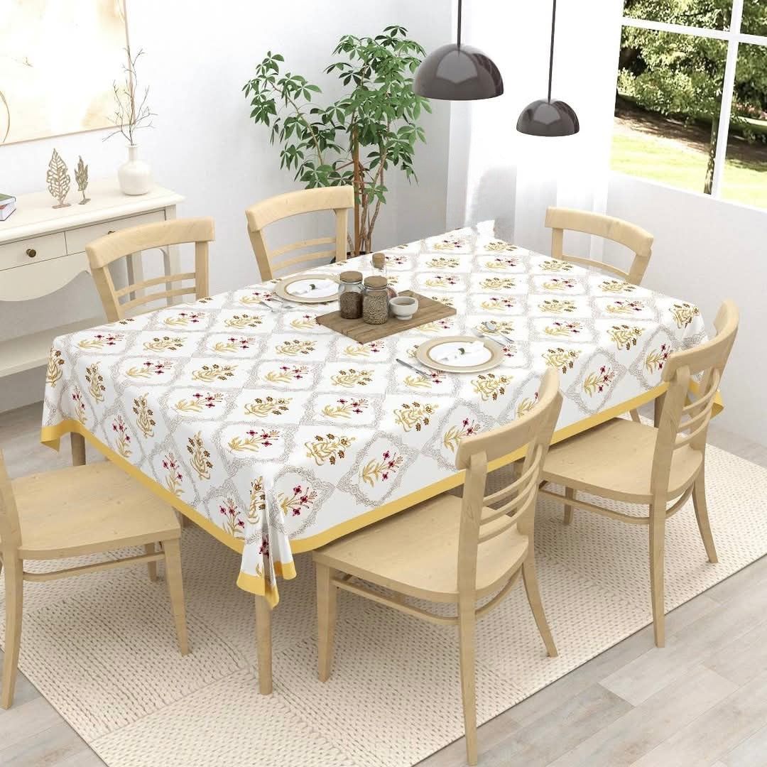Pure cotton hand-block printed table covers for 4 and 6 seater dining tables (60x90 inches)