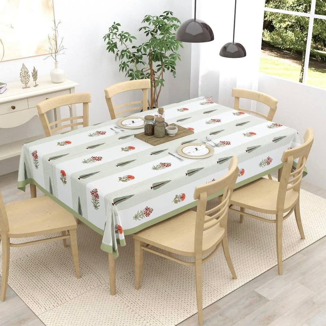 Pure cotton hand-block printed table covers for 4 and 6 seater dining tables (60x90 inches)