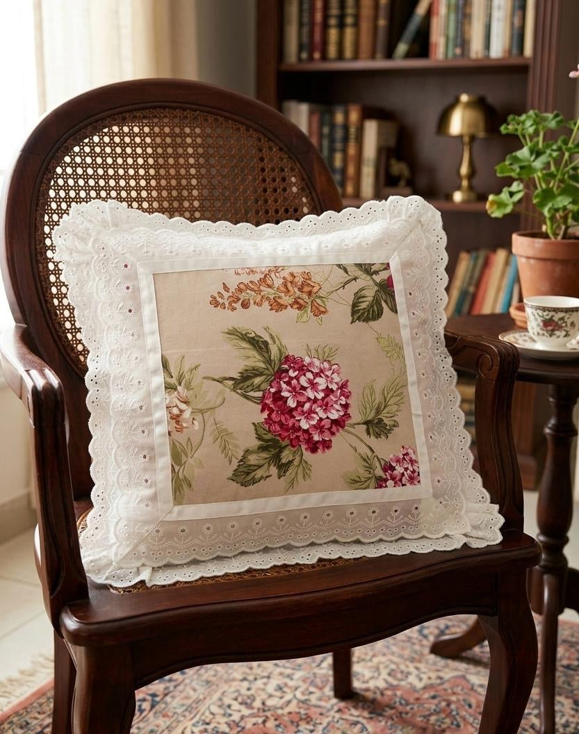Pure cotton laced cushion covers - set of 2