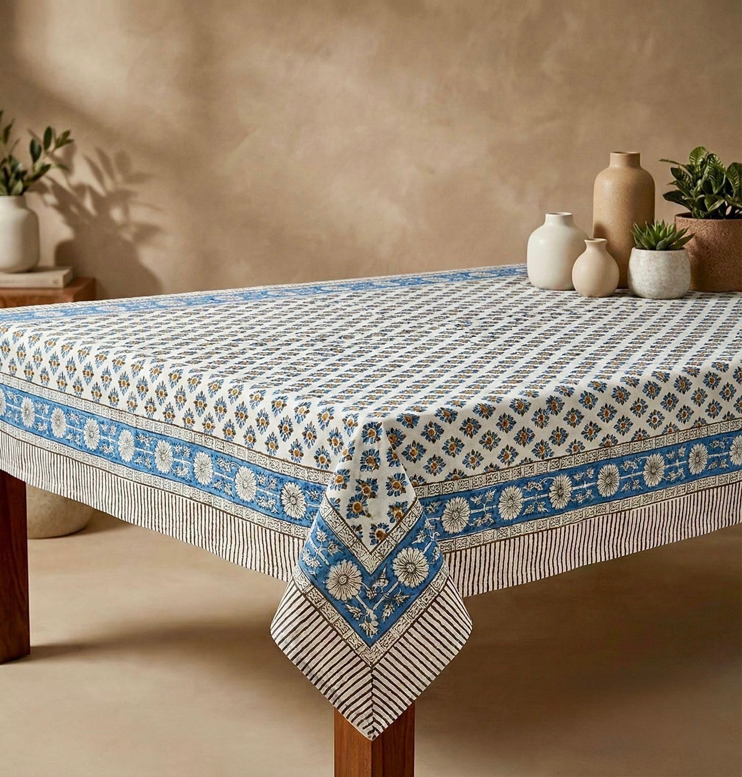 Pure cotton hand-block printed center table/ 4 seater dining table(40x60 inches)