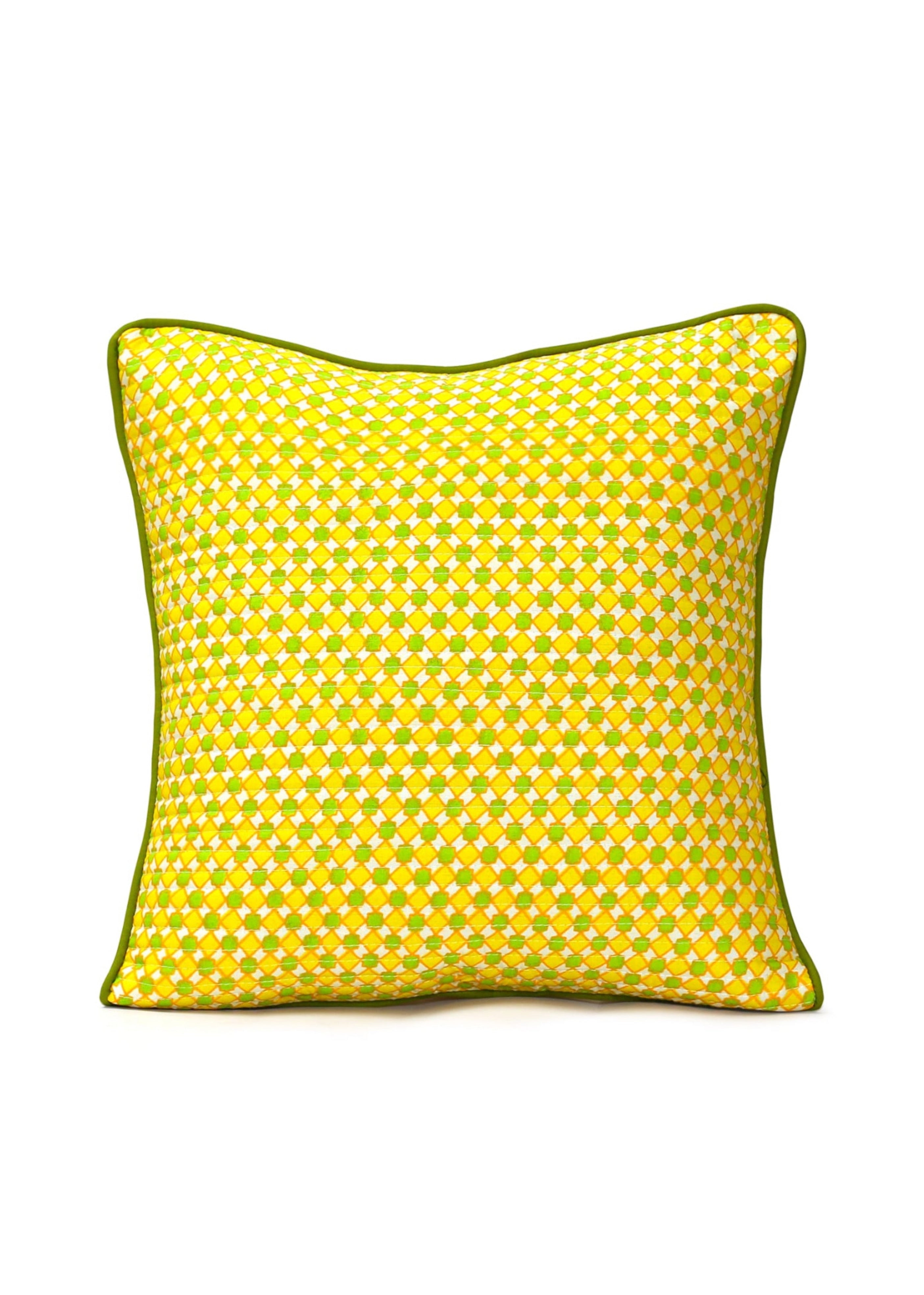 Pure cotton hand block printed quilted cushion covers 16x16 inches (Set of 5)