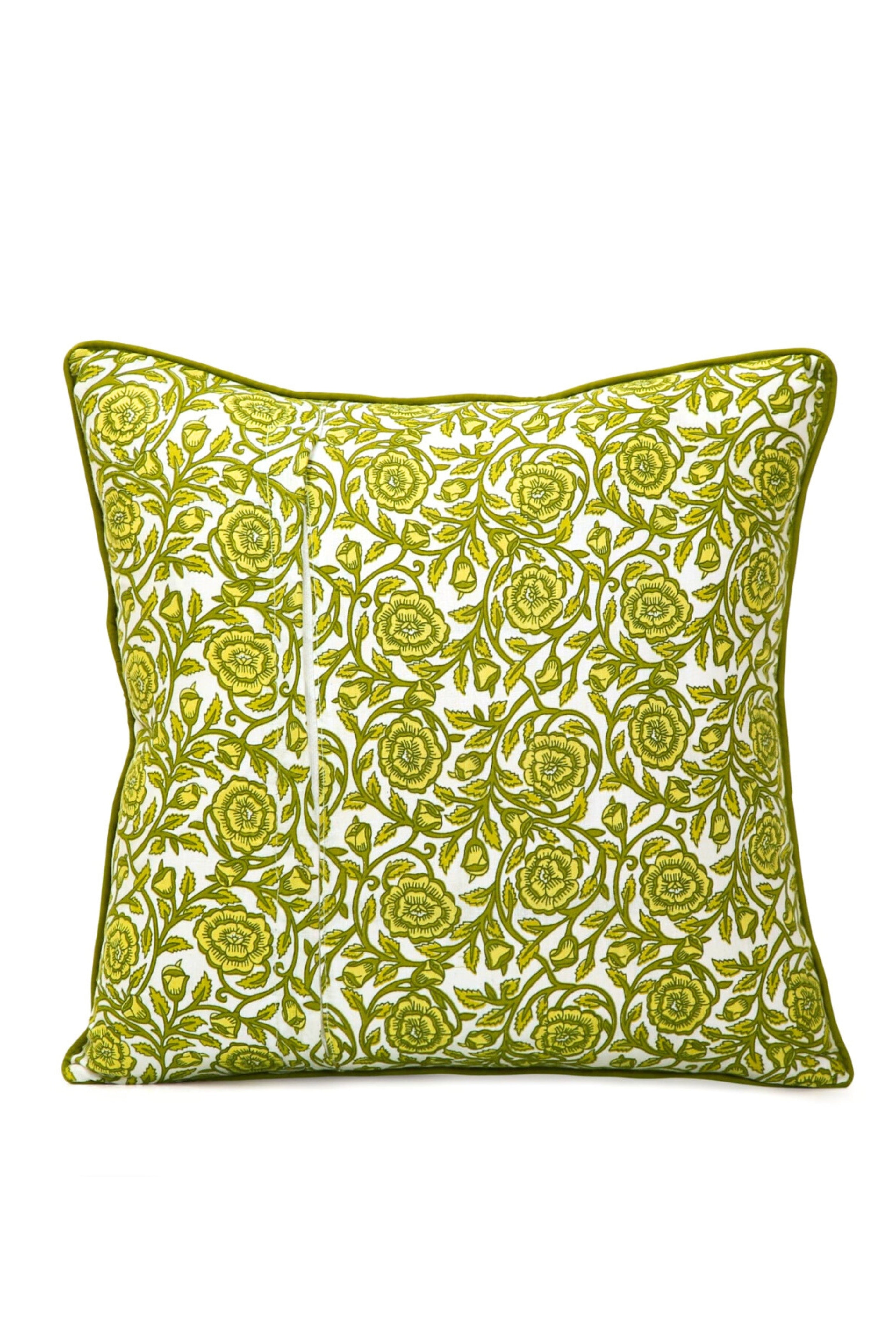 Pure cotton hand block printed quilted cushion covers 16x16 inches (Set of 5)