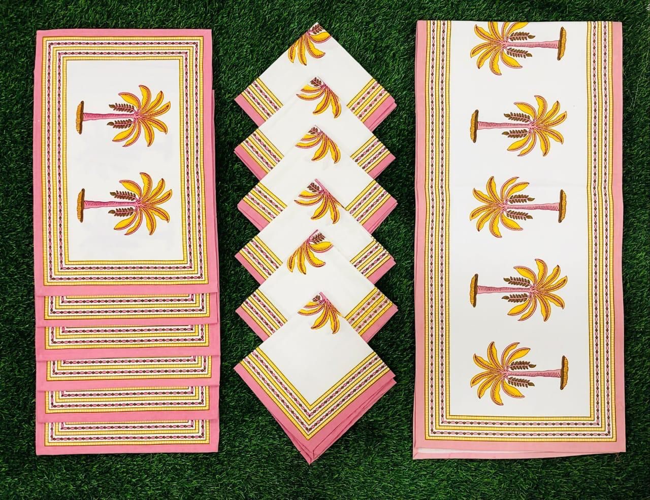 Placemats, runner and napkin combo for 6 seater dining table