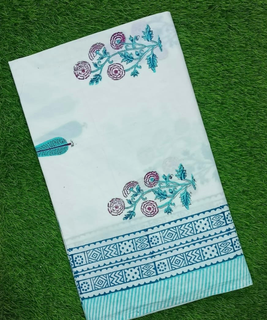 Pure cotton premium king size bedsheets with two pillow covers - size 100x108 inches