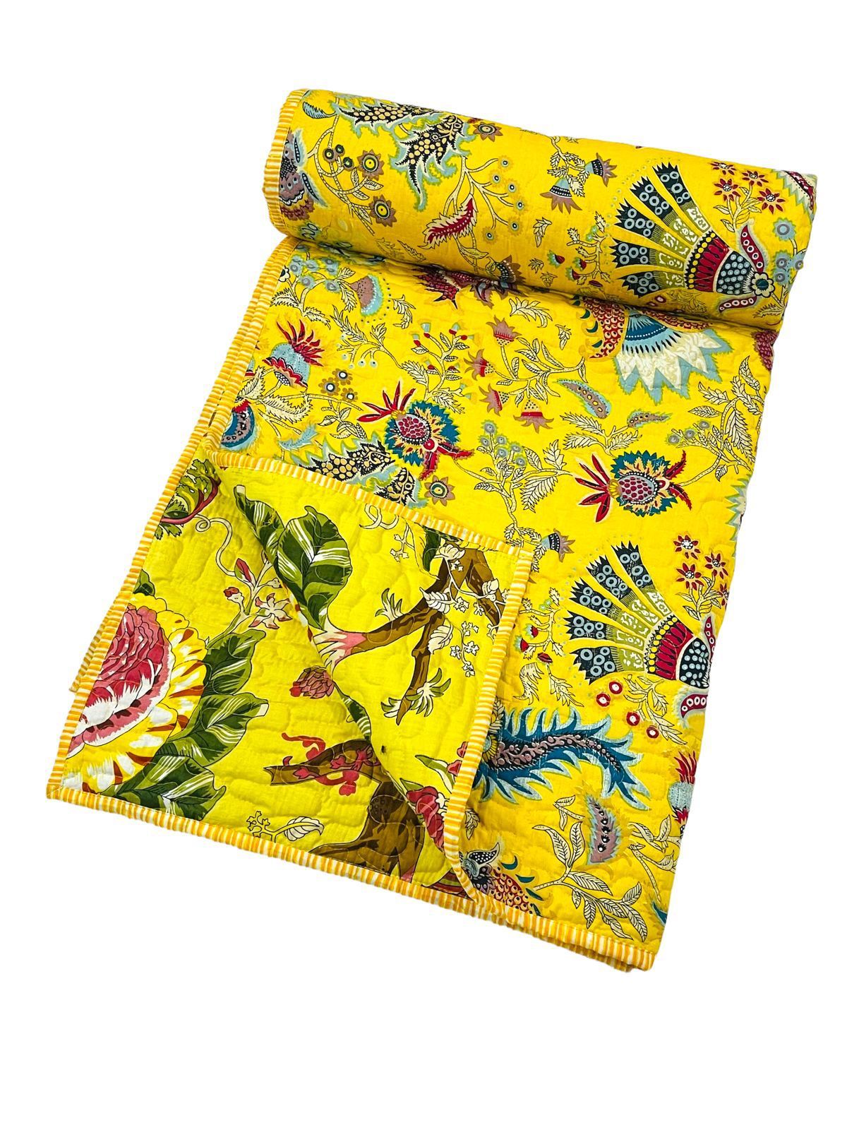 Double bed bedcover of size 90 x 108 inches