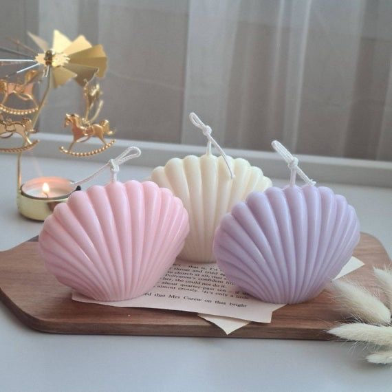 Soy wax shell scented candle combo of 3 (Vanilla, Rose and Lavender)