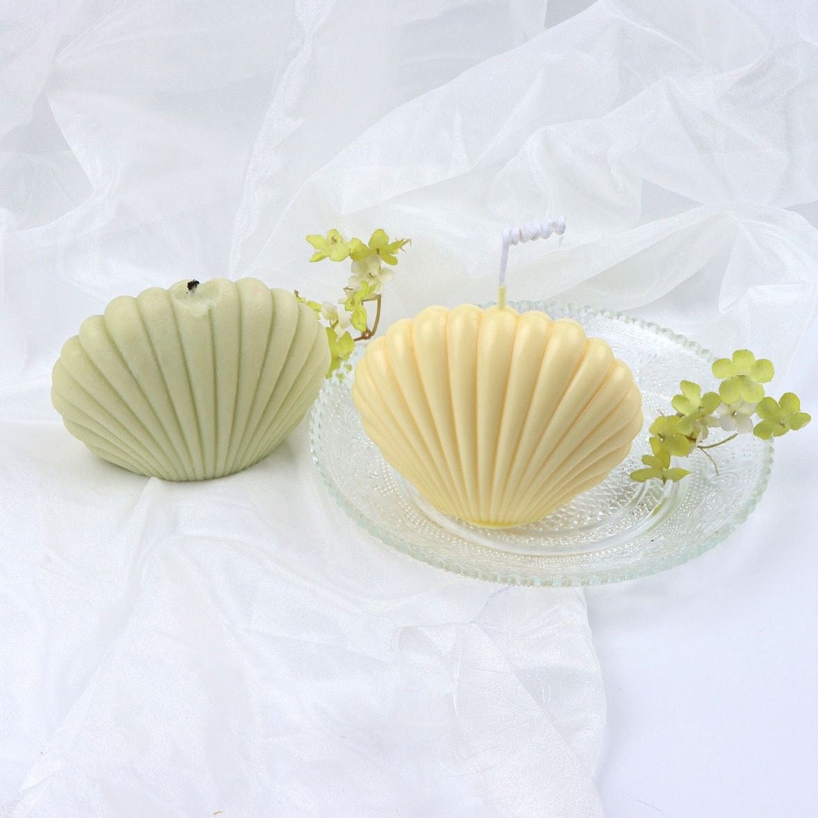 Soy wax shell scented candle combo of 2 (Lime and Lemongrass)