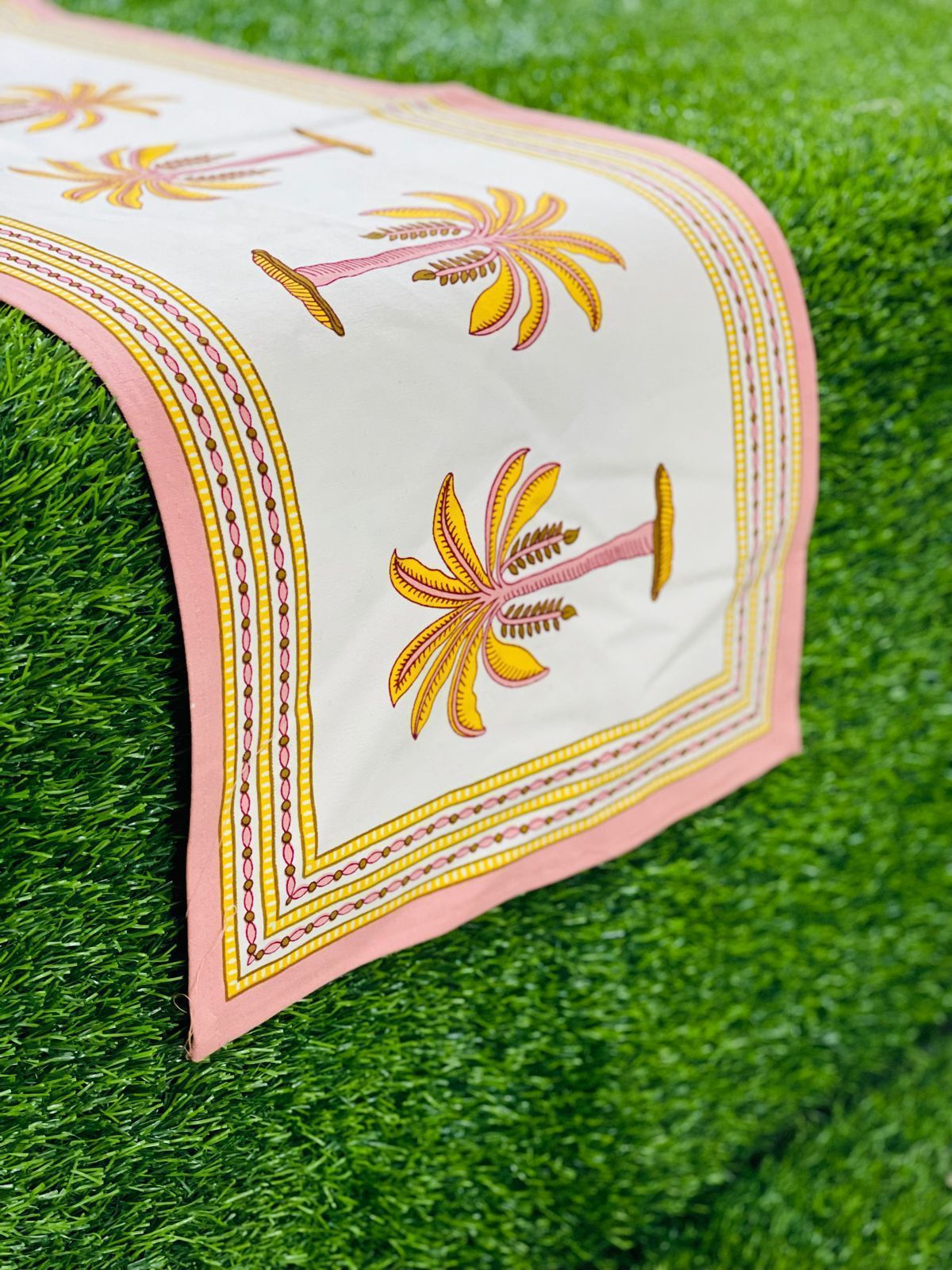Pure canvas cotton screen printed runners for 4 and 6 seater dining tables