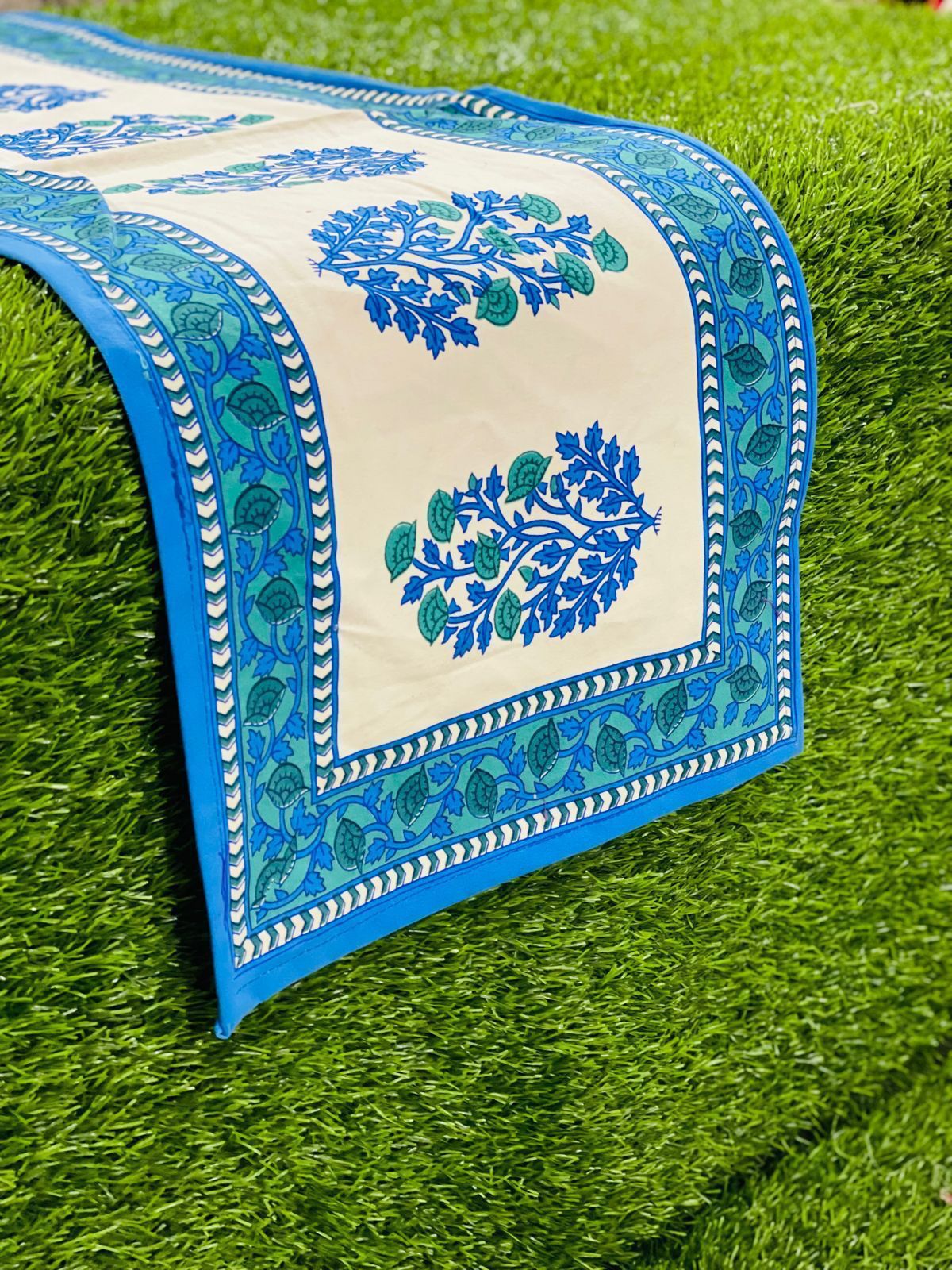 Pure canvas cotton screen printed runners for 4 and 6 seater dining tables