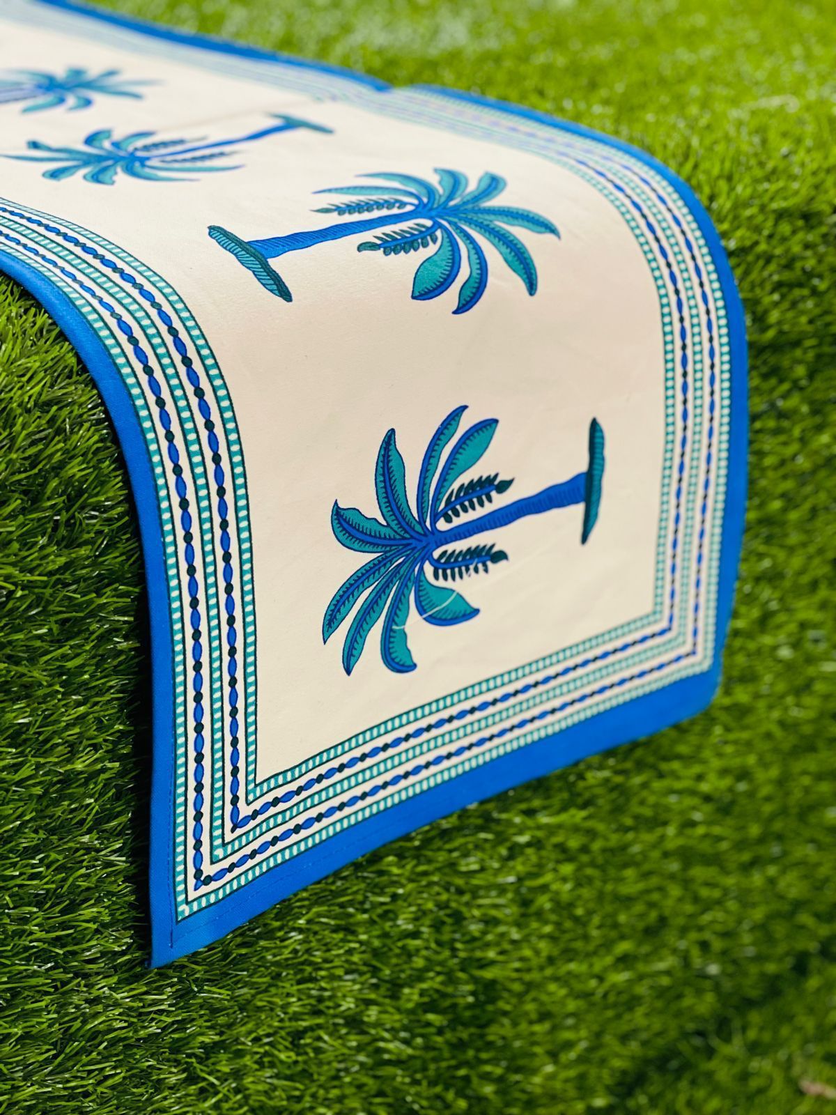 Pure canvas cotton screen printed runners for 4 and 6 seater dining tables