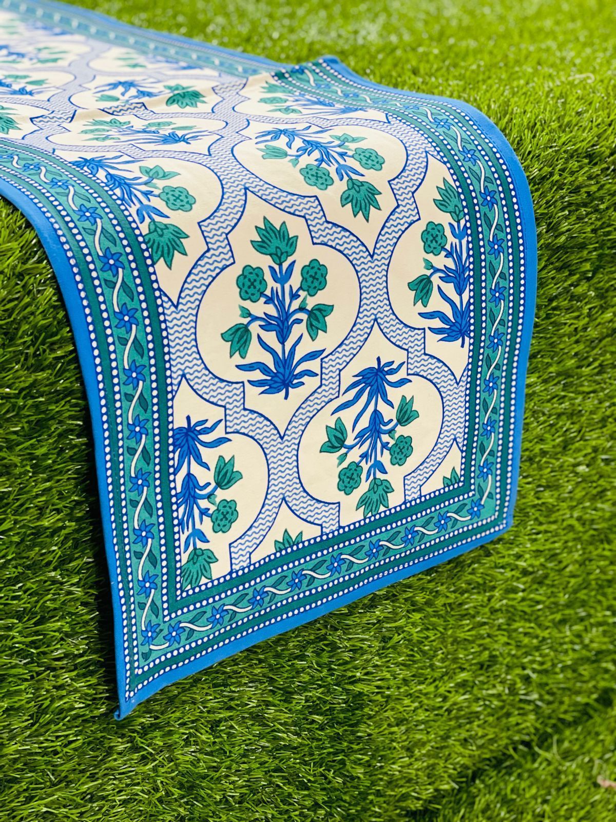 Pure canvas cotton screen printed runners for 4 and 6 seater dining tables