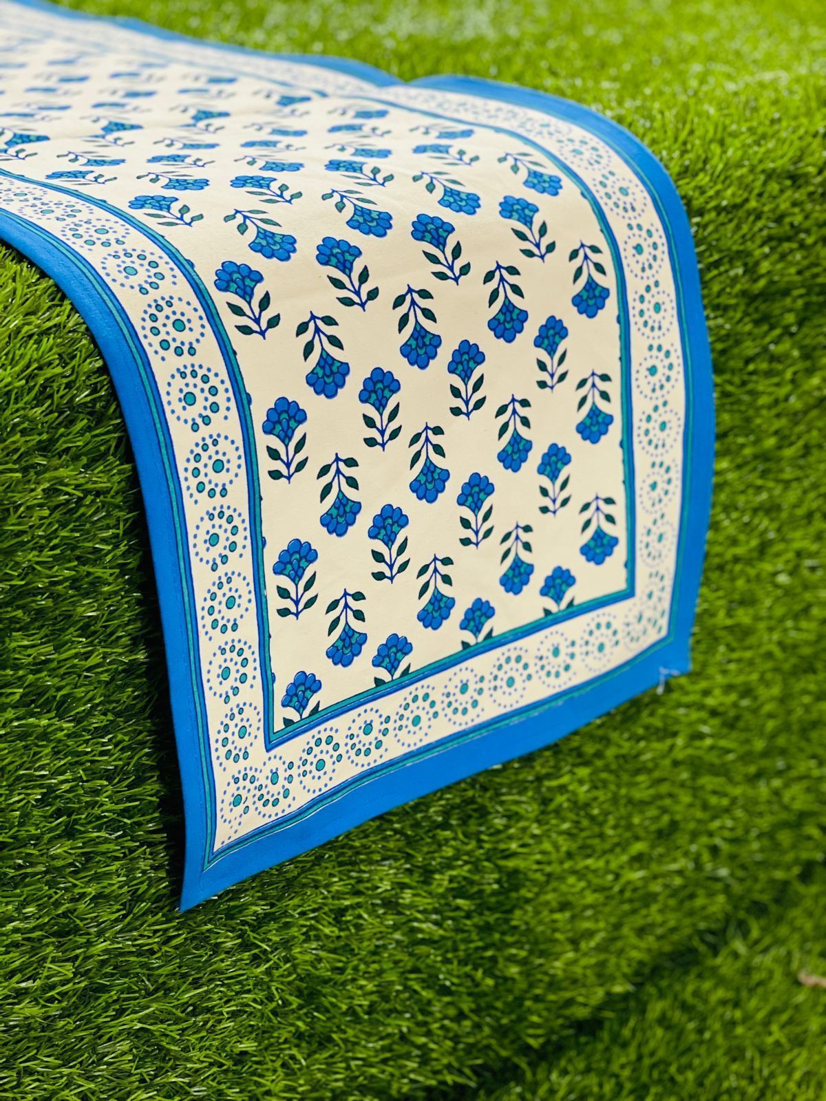 Pure canvas cotton screen printed runners for 4 and 6 seater dining tables