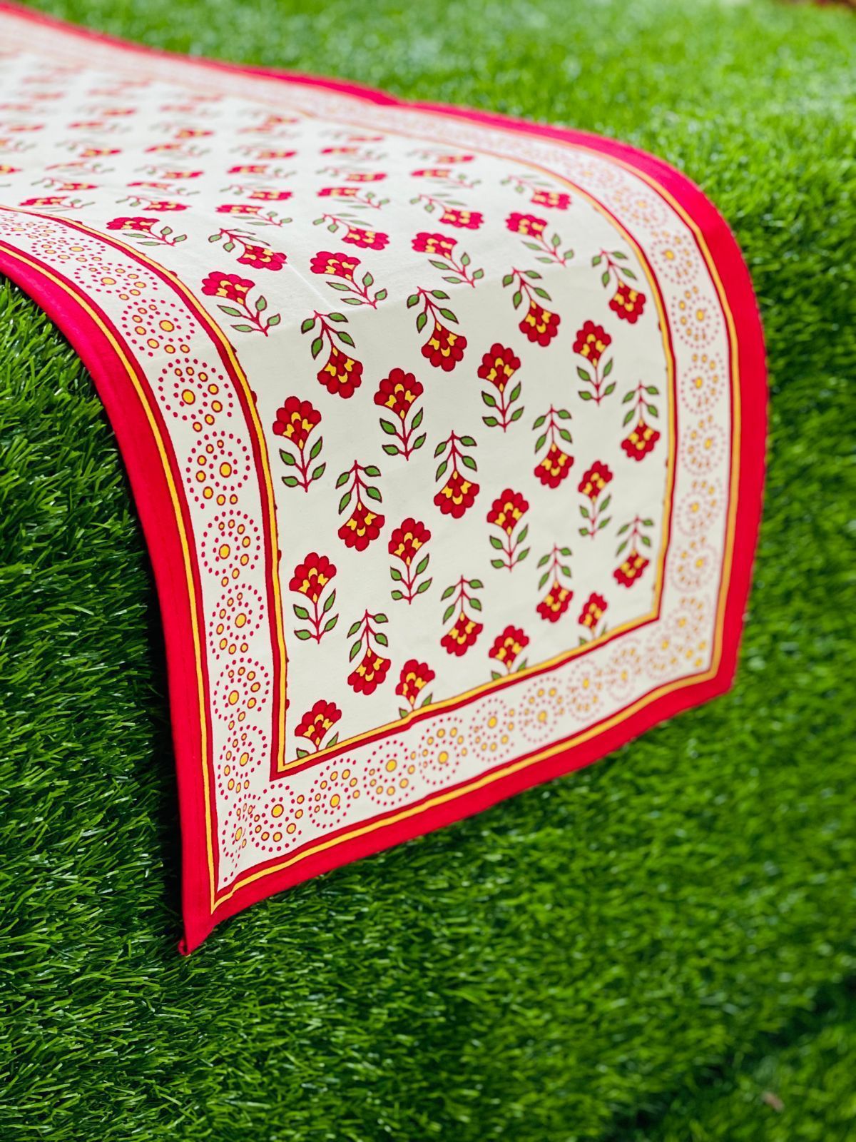Pure canvas cotton screen printed runners for 4 and 6 seater dining tables