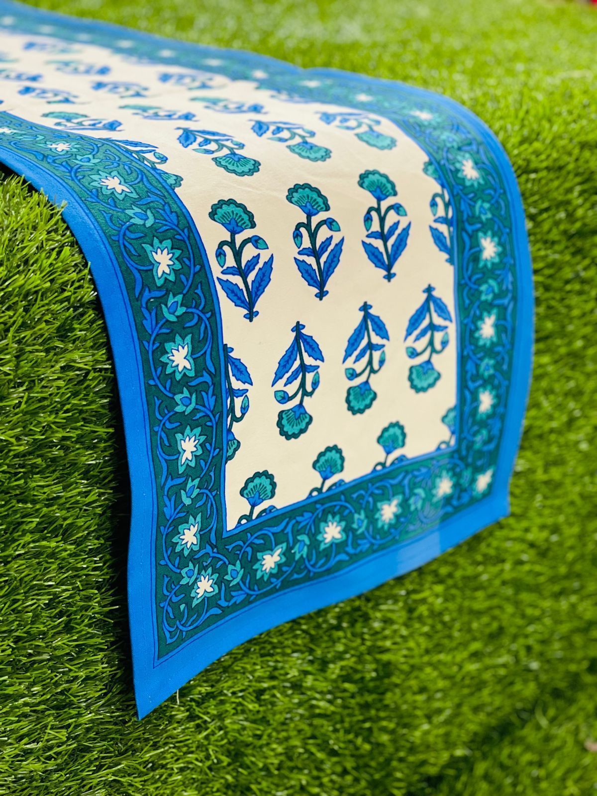 Pure canvas cotton screen printed runners for 4 and 6 seater dining tables