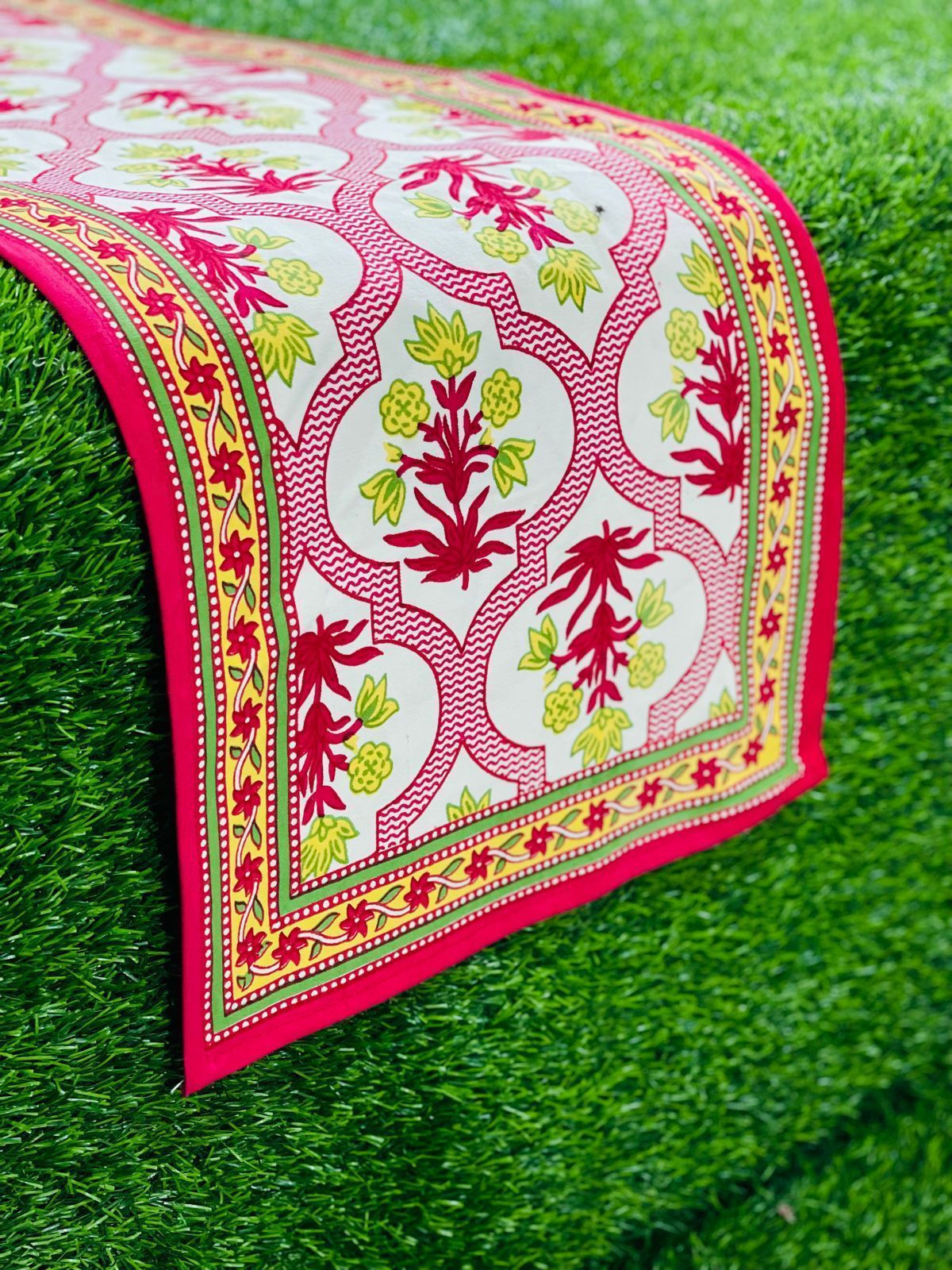 Pure canvas cotton screen printed runners for 4 and 6 seater dining tables