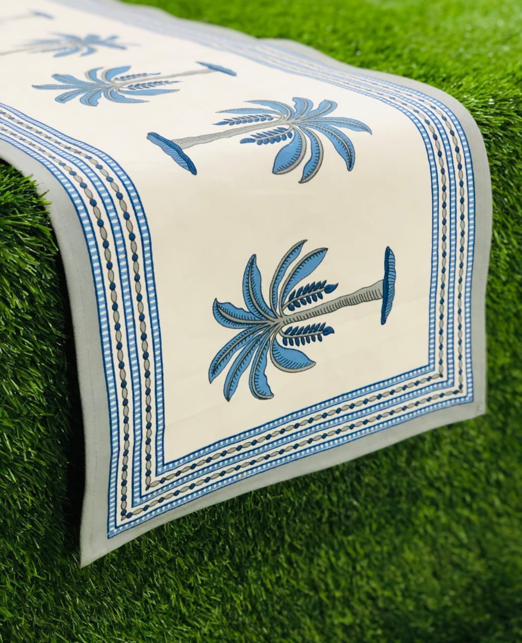 Pure canvas cotton screen printed runners for 4 and 6 seater dining tables