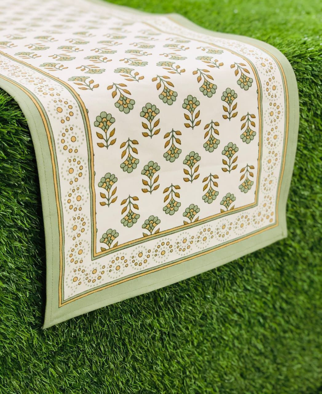 Pure canvas cotton screen printed runners for 4 and 6 seater dining tables