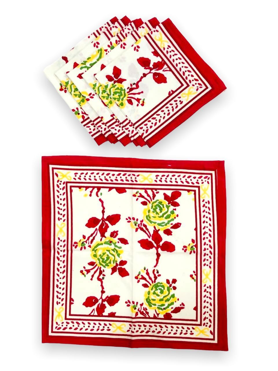 Dining table napkin set of 6 (Jaipuri prints, made in pure cotton size 16x16 inches) 4