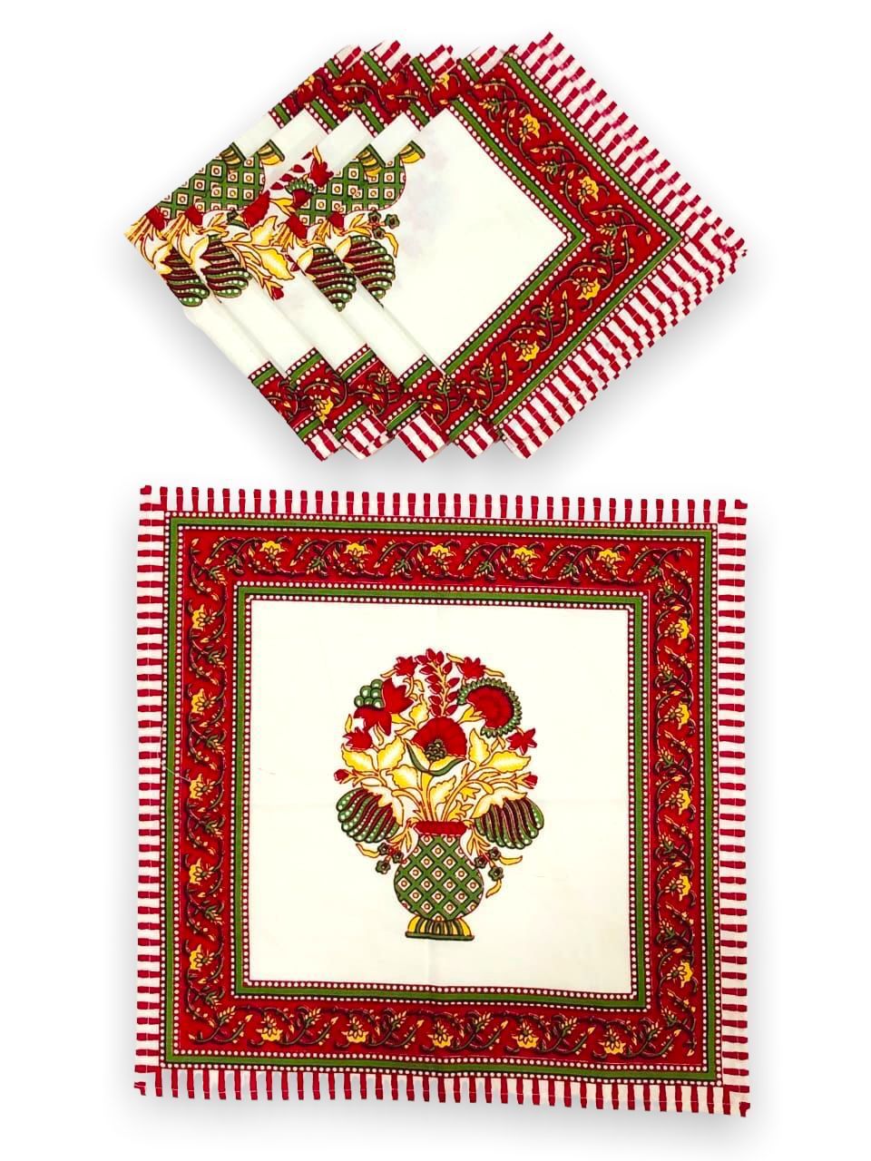 Dining table napkin set of 6 (Jaipuri prints, made in pure cotton size 16x16 inches) 5