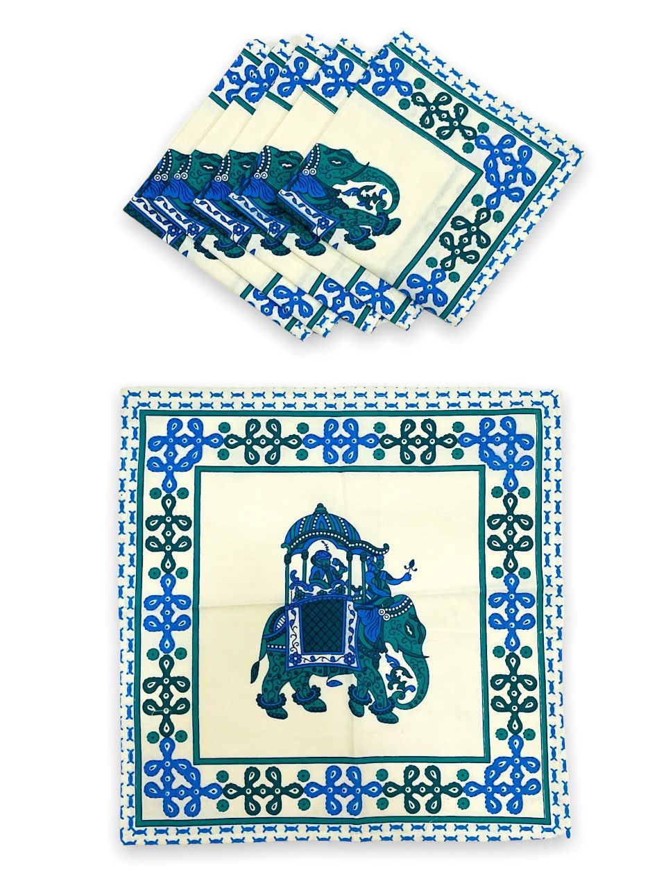Dining table napkin set of 6 (Jaipuri prints, made in pure cotton size 16x16 inches) 7