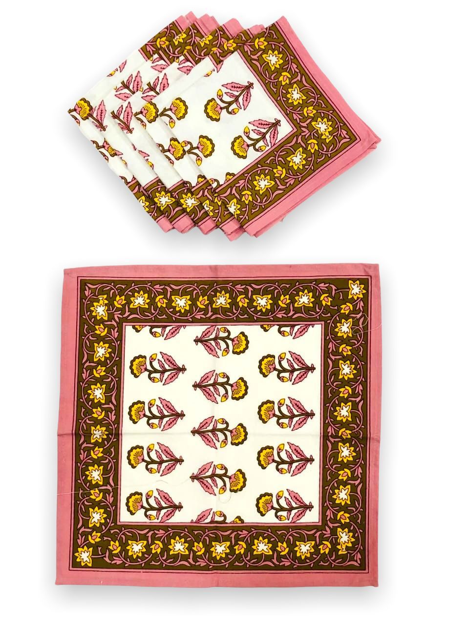 Dining table napkin set of 6 (Jaipuri prints, made in pure cotton size 16x16 inches) 13