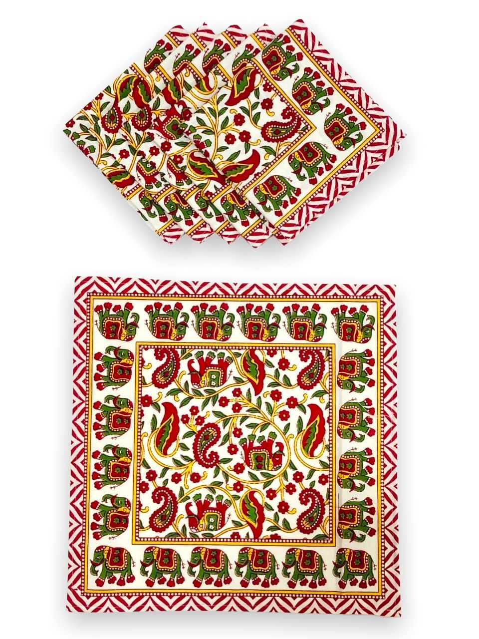 Dining table napkin set of 6 (Jaipuri prints, made in pure cotton size 16x16 inches) 12