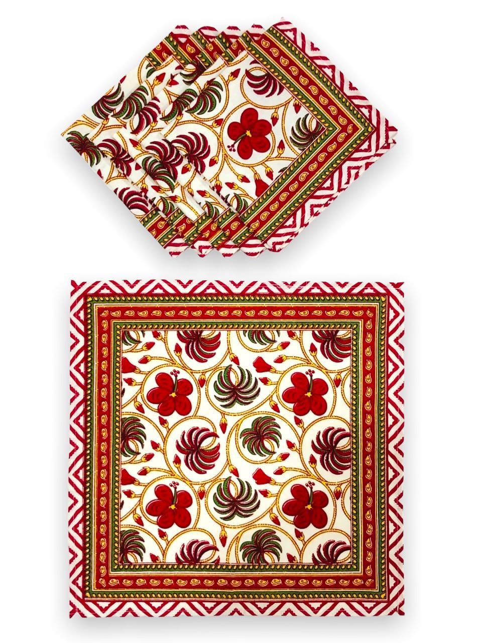 Dining table napkin set of 6 (Jaipuri prints, made in pure cotton size 16x16 inches) 14