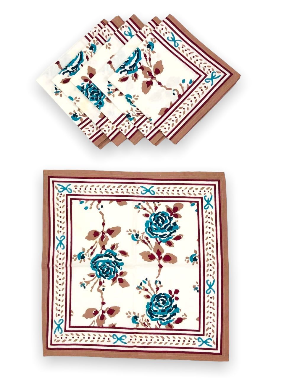 Dining table napkin set of 6 (Jaipuri prints, made in pure cotton size 16x16 inches) 17