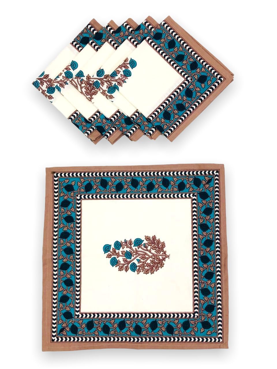 Dining table napkin set of 6 (Jaipuri prints, made in pure cotton size 16x16 inches) 19