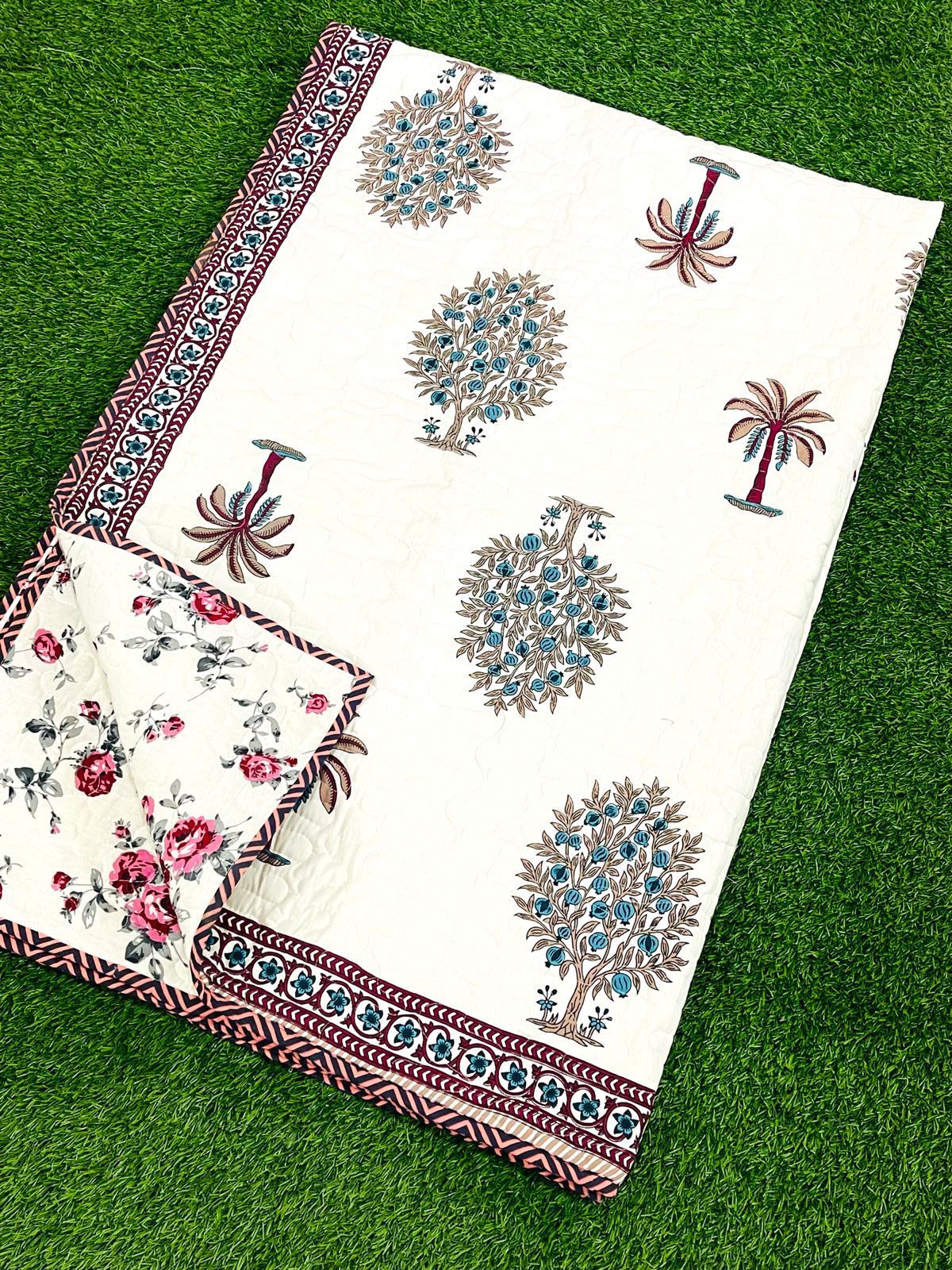 Pure cotton quilted single dohar (60 x 90 inches)