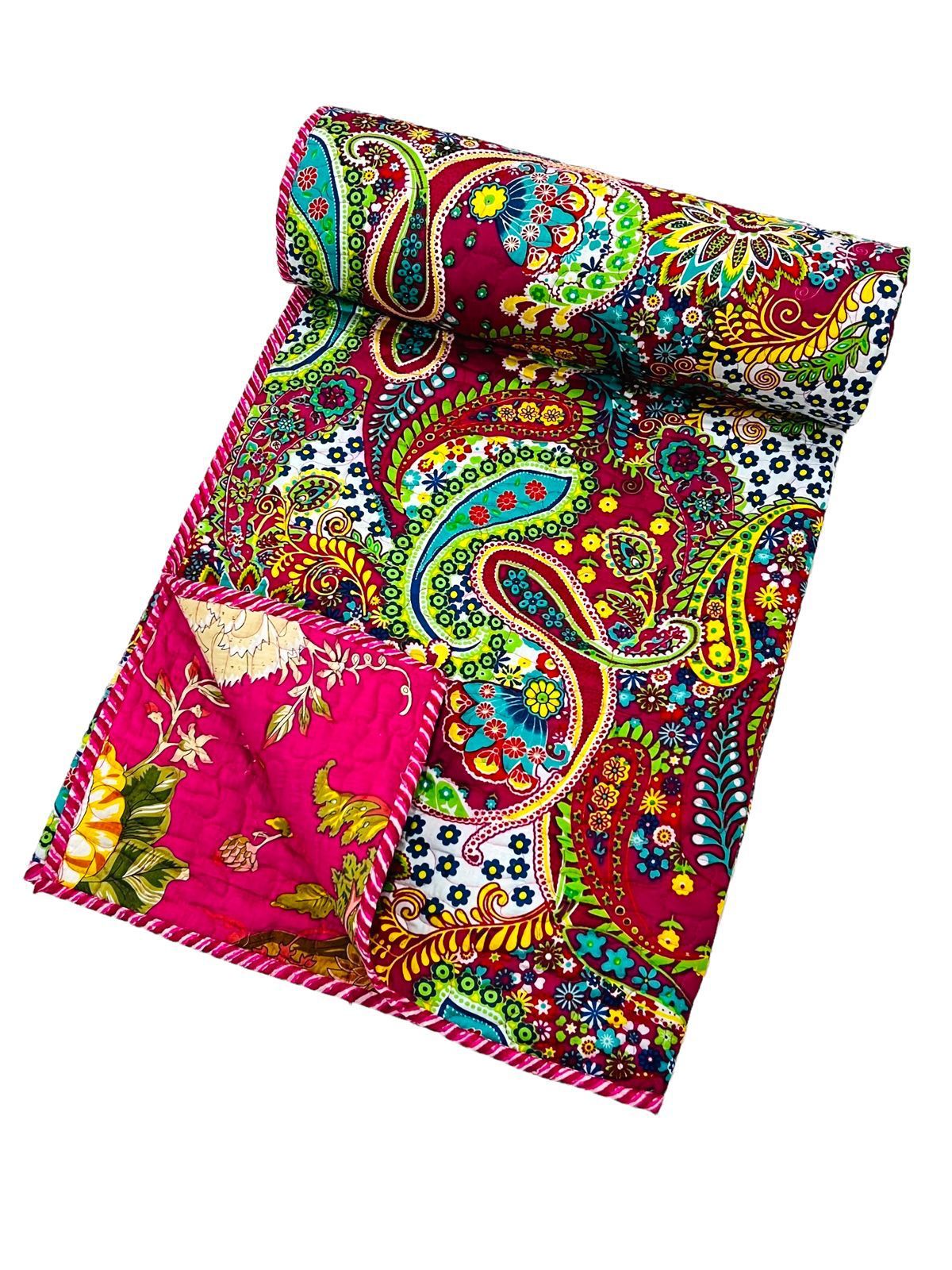 Double bed bedcover of size 90 x 108 inches