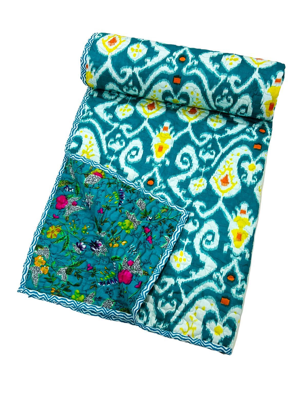 Double bed bedcover of size 90 x 108 inches