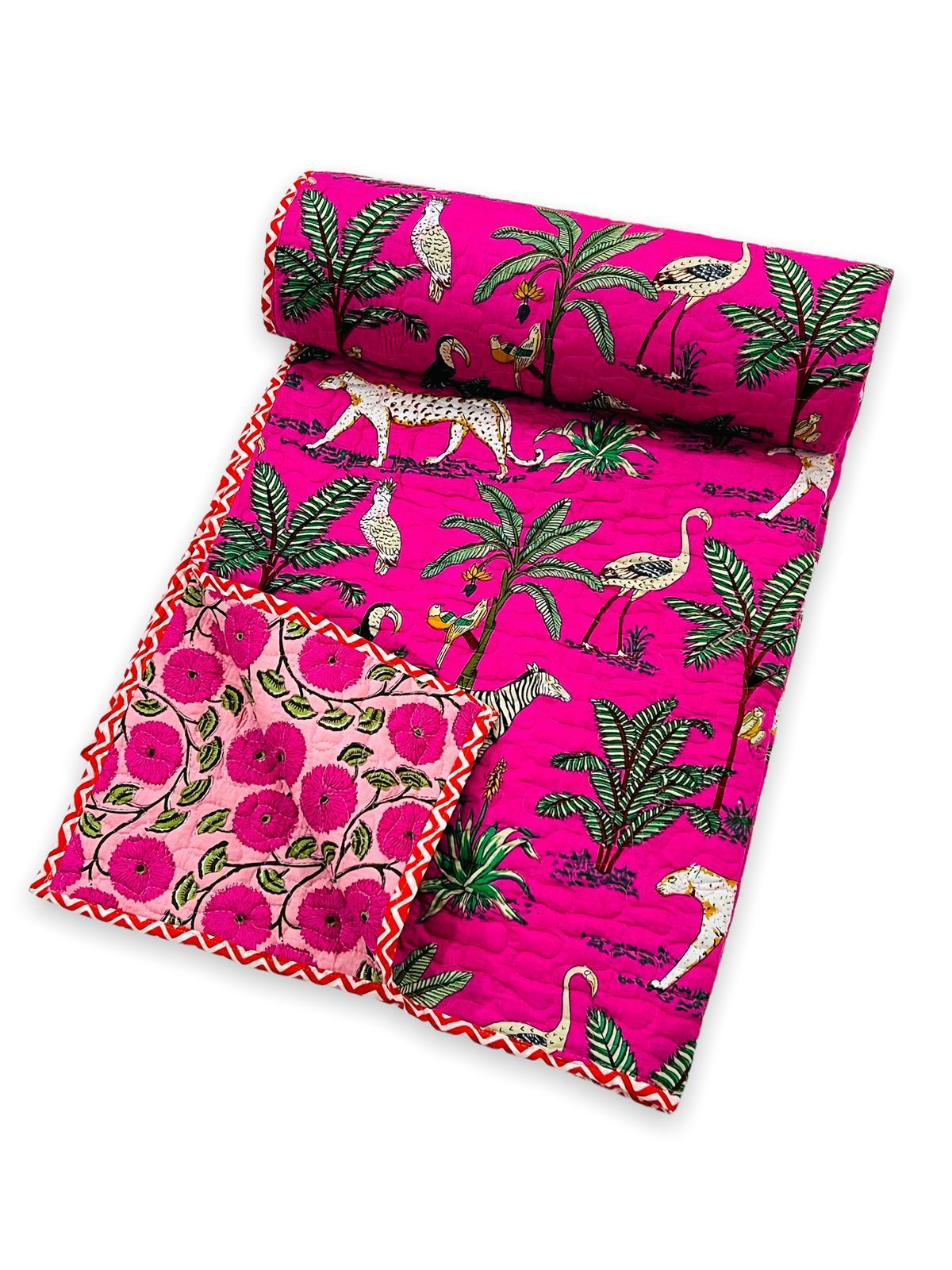 Double bed bedcover of size 90 x 108 inches